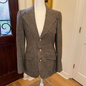 Ralph Lauren, “couture collection” 100% Wool Black &White Houndstooth Blazer